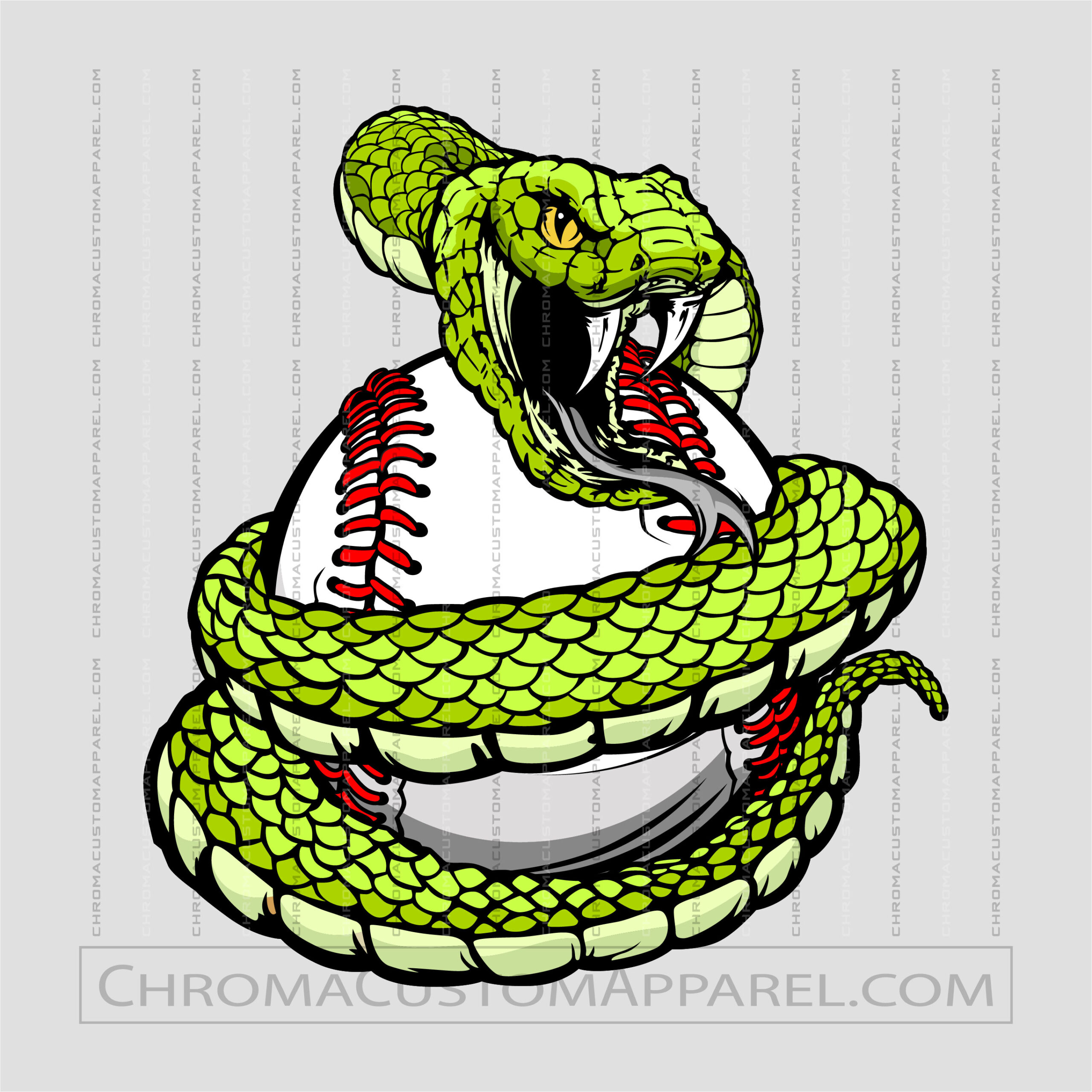 Snake Coiled Around Baseball | Vector Clip Art | AI JPG EPS PNG