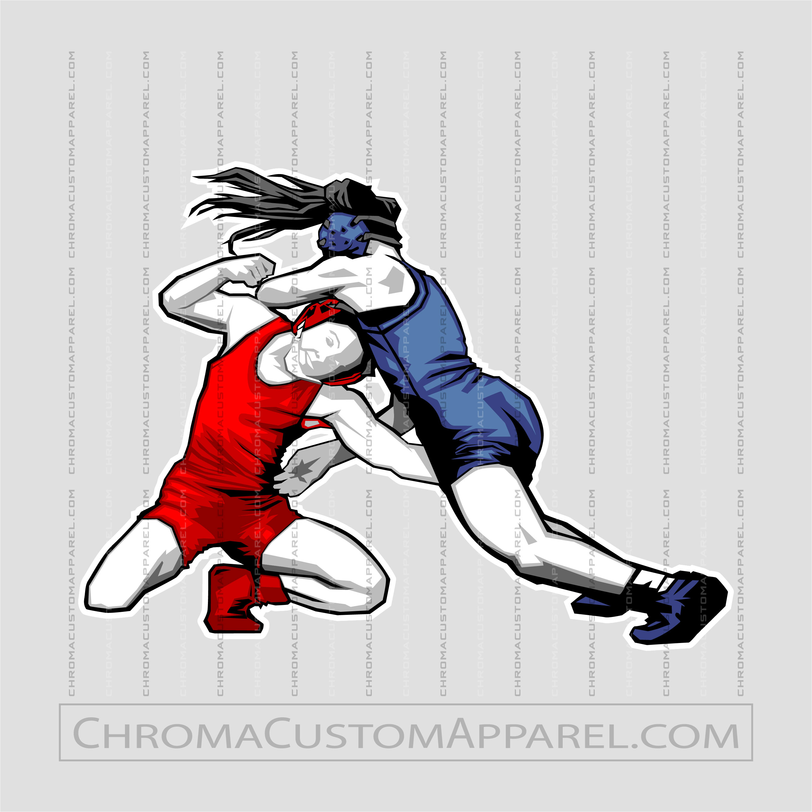 Girls Wrestling Art | Vector Clip Art | AI JPG EPS PNG