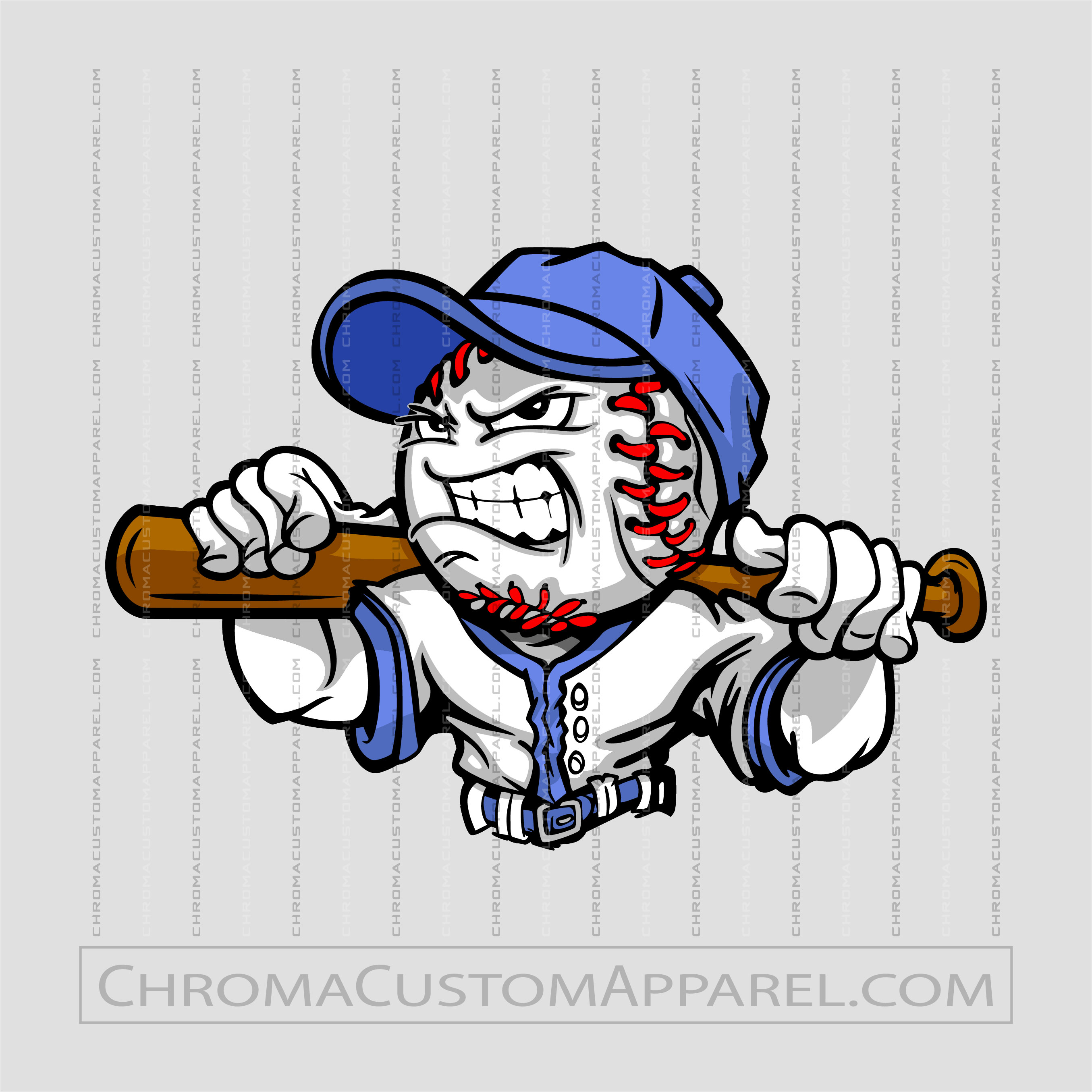 Baseball Face Cartoon | Vector Clip Art | AI JPG EPS PNG